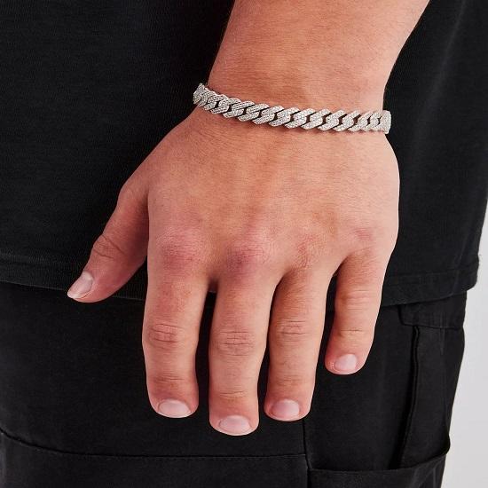 Freezy Cuban Bracelet In White Gold 14mm Gift For Men Wedding Gift Anniversary Christmas Fathers Brothers Gift for Husband