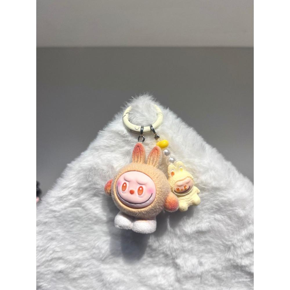 

Flocking Egg Boy Pull High-value Cute Mini Doll Tide Play Ornament Pendant Resin Accessories абрикосовый