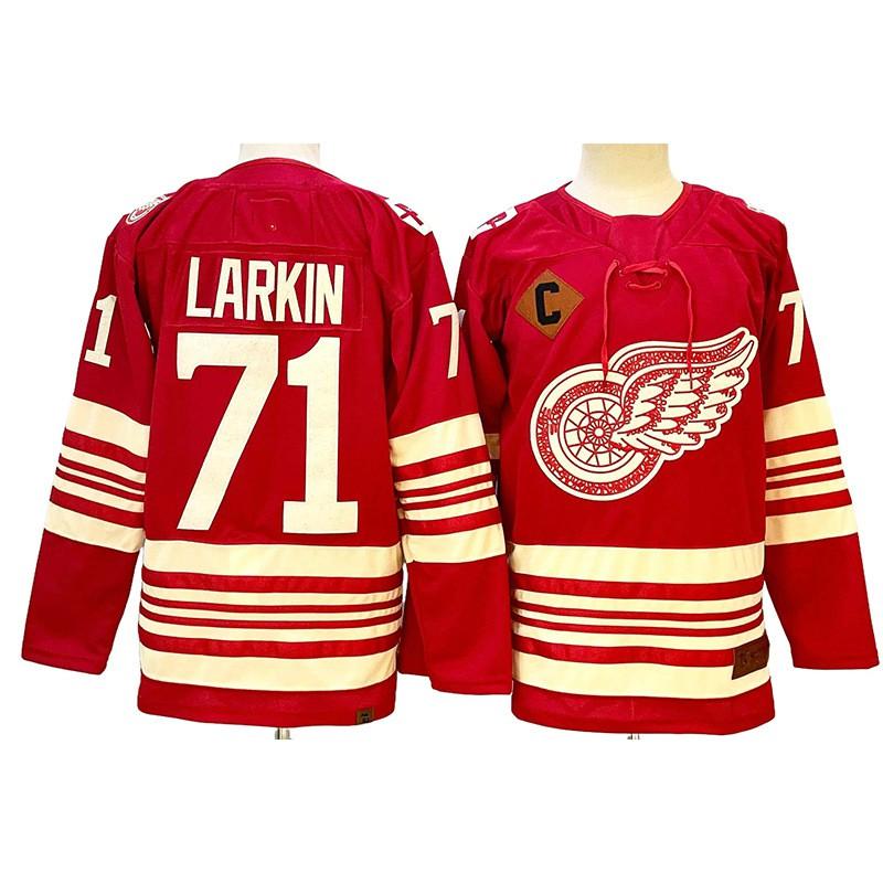 Mens Retro Ice Hockey Jersey Custom Number 71 88 Larkin DeBrincat Datsyuk Cotton Blend Practice Uniform