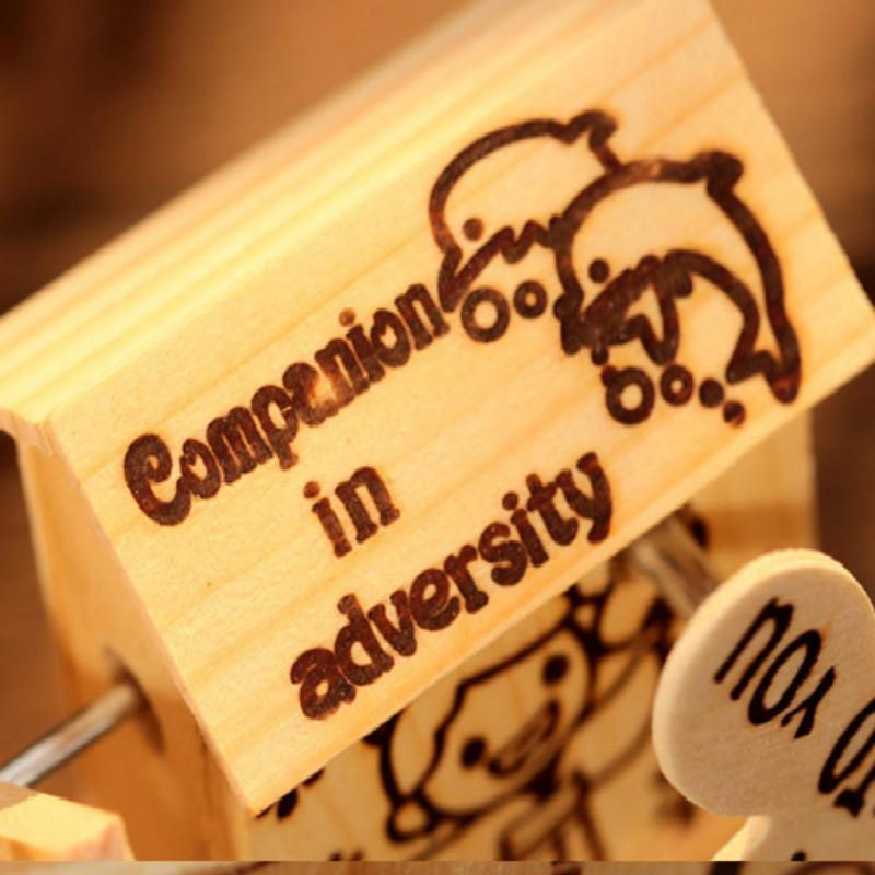 1Pc Music Box Windmill Cartoon Music Gift Student Wooden Crafts Bear Ferris Wheel Companion in Adversity Home Decor
