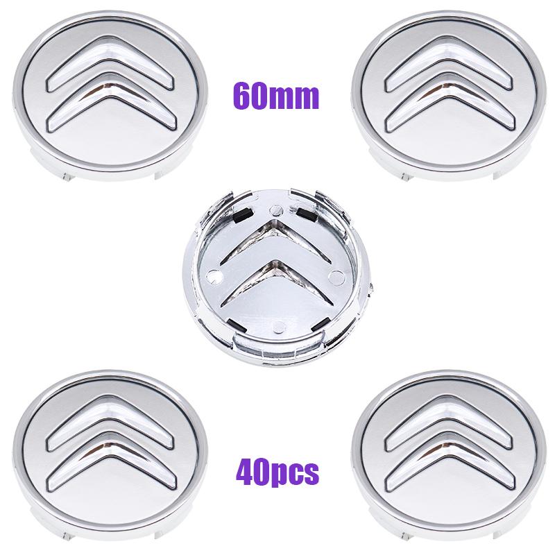 40 pièces 60mm 3D Logo Citroen Emblème de Voiture Cache-moyeu de Roue Accessoires de Style Autocollant de Jante Auto