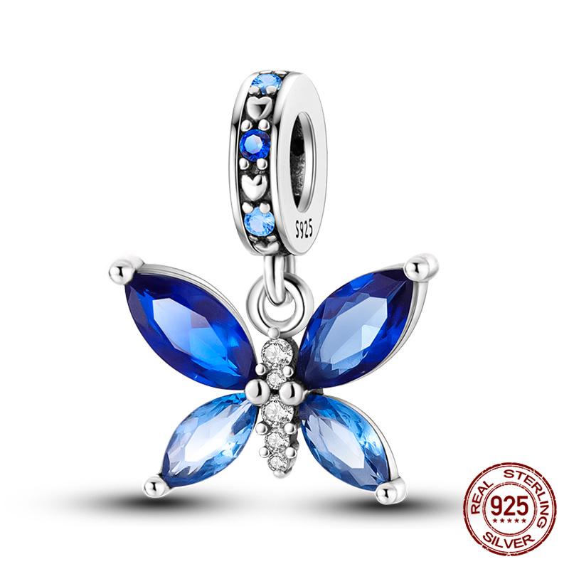 925 Silver Glass Butterfly Charms Beads for 3mm Bracelet Necklace Womens DIY Fine Jewelry Gifts
