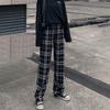 Womens High-Waisted Wide-Leg Plaid Trousers Lightweight Flowy Loose Fit Casual Pants 2026