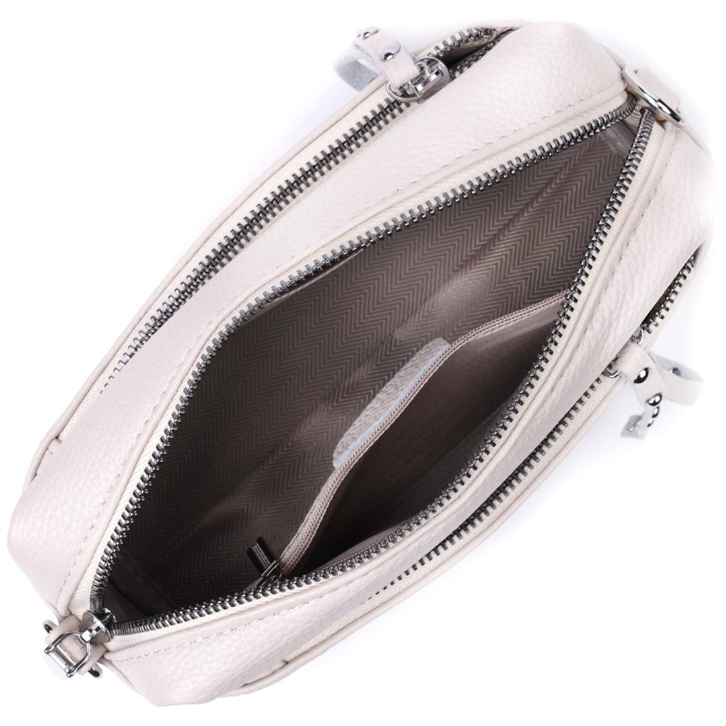 Interesting Women's Leather Bag with a Stylish Runner Vintage 22653 White