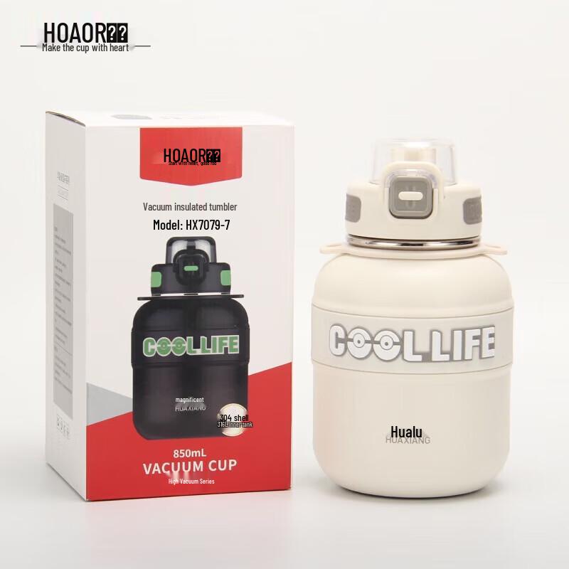 HOAOR 850ml Insulated Water Bottle with Straw
