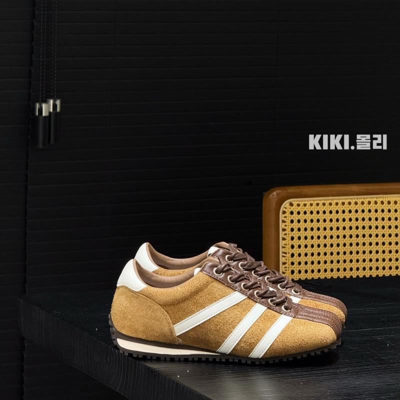 Retro color matching 2025 autumn new German training shoes women's bowling shoes leather lace-up casual shoes sports shoes board shoes