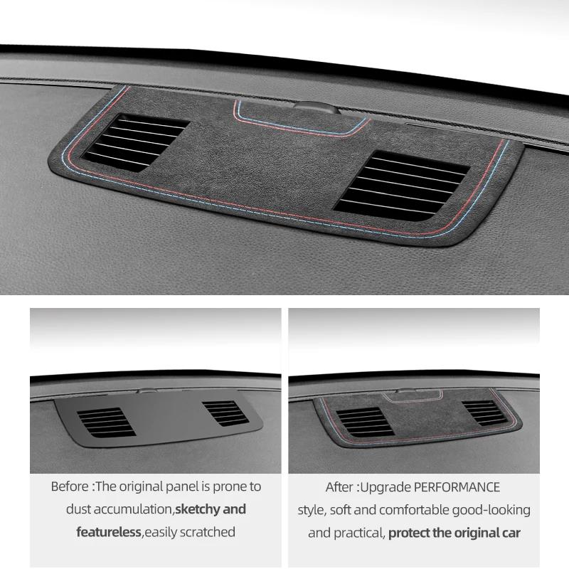 For BMW E90 E92 E93 Made of Alcantara/Carbon Fiber Leather Dashboard Air Vent Outlet Panel Trim Sticker Car Interior Accessories