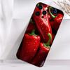 Pattern Red Chilli Pepper Phone Case For iPhone 16,15,14,13,12,11 Plus,Pro Max,XS,X,XR,SE,Mini,8,7 Soft Silicone Black Cover