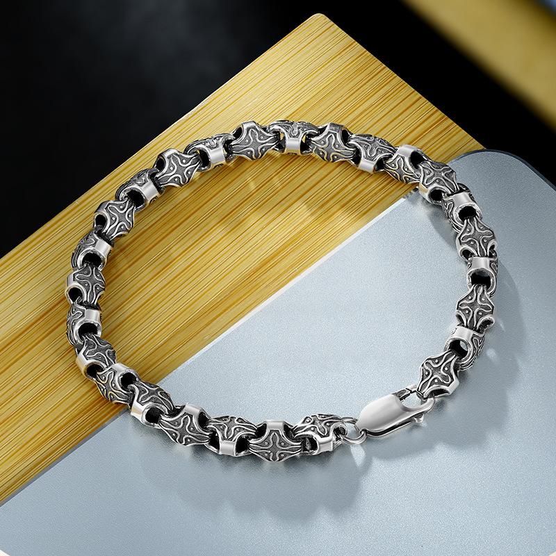 Aishang Cross Flower Bracelet for Men, New Vintage Punk Geometric Diamond Shape, Trendy and Stylish, Direct Sale