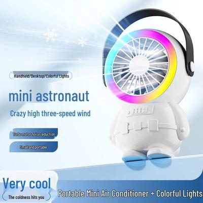 USB Rechargeable Mini Fan with Light - Portable, Neck Hanging, Desktop-Friendly, Perfect for Students & Kids' Gifts