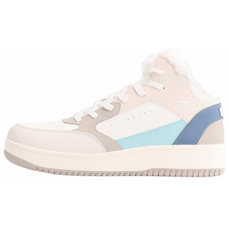 New Anta Warm Anti Slip And Wear Resistant High Top Skateboard Shoes Men's Beige Blue 912248913-1