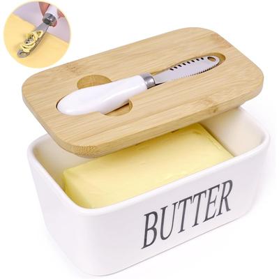 1 Set Butter Dish with Lid and Butter Curler Knife Keeper Container for Kitchen Farmhouse Decor