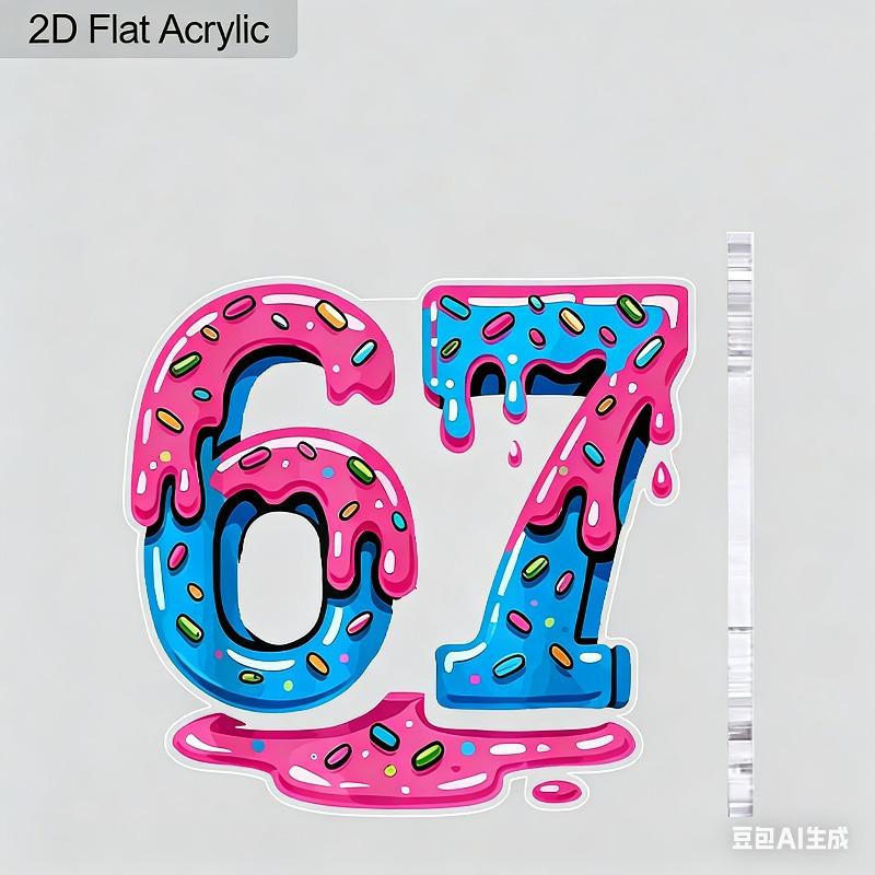 2D Flat Number 67 Valentine's Day Acrylic Decorative Sign, Couples Gift, Suitable for wall decoration, porch, room, villa, accents Home, Hallway, or W