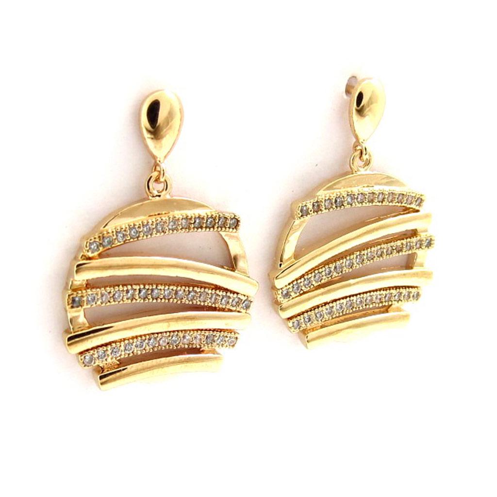 Les Trésors De Lily [K6617] - Gold Plated Earrings 'Goddess' White Gold - 25x15 Mm