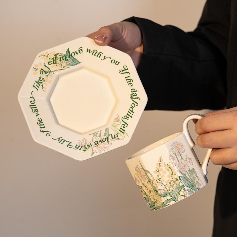 Retro American Coffee Set Internet Celebrity Cup Ceramic Women'S High Value Cup Gift Box Cup Saucer Afternoon Tea Coffee Cup