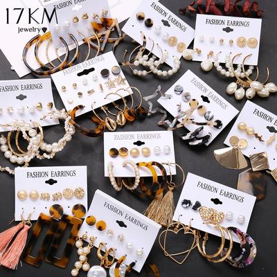 17KM Vintage Quaste Acryl Ohrringe für Frauen Böhmischen Ohrringe Set Große Baumeln Ohrring 2020 Brincos Weibliche Mode-Schmuck