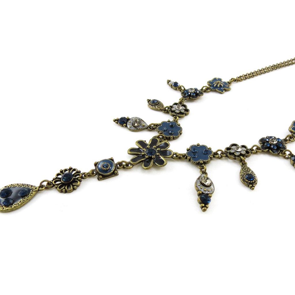 Les Trésors De Lily [E5722] - Designer Necklace 'Fleurettes' Navy