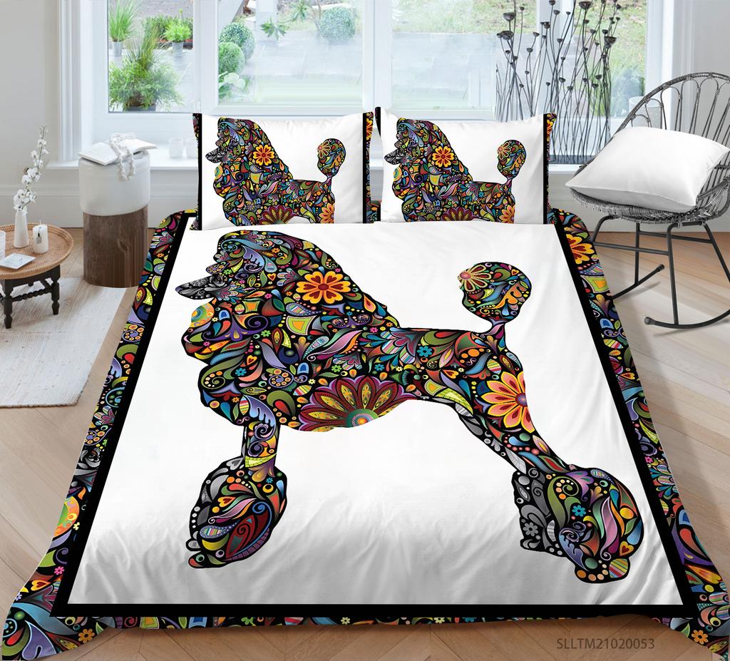 Animal Duvet Cover Sets with Pillowcase Pets Painting Microfiber Bedding Suit King Single Size Luxury Bedding Covers
