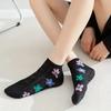 5 Pairs Cute and Comfy Floral Print Low Cut Ankle Socks for Women - Soft and Textured Stockings and Hosiery