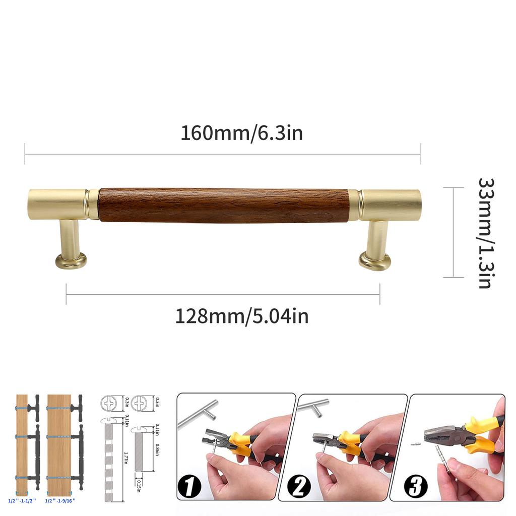 High-End Walnut Cabinet Door Handles Light Luxury Drawer Knobs, Furniture Cabinets Wardrobes Cupboards Pull