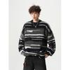 Men Women Striped Knit Sweater Loose Fit Casual Crewneck Pullover Winter
