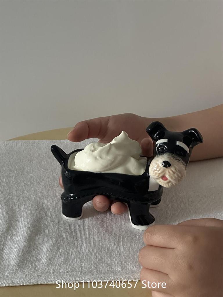 Creative Schnauzer Cute Cartoon Puppy Ceramic Incense Burner Ornaments Ins Style Storage Decorative Ornaments