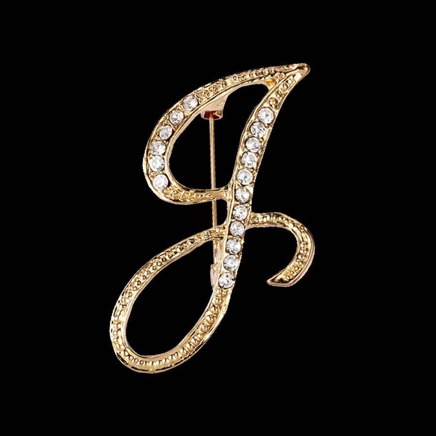 Minimalist Rhinestone Alphabet Brooch: Elegant Geometric Pin for Sweaters or Coats