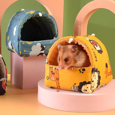 Cute Hamster House Winter Warm Soft Beds Mini Cage Small Animal Nest for Squirrel Nest Guinea Pig House Rodent Hedgehog Bed
