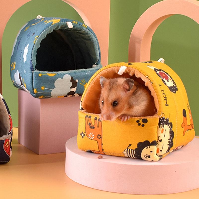 Cute Hamster House Winter Warm Soft Beds Mini Cage Small Animal Nest for Squirrel Nest Guinea Pig House Rodent Hedgehog Bed