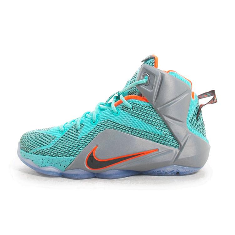 

Nike Lebron 12 NSRL Cushioning High top Children s Basketball Shoes Light Blue Gray Multicolor Teenagers 685181-302 40