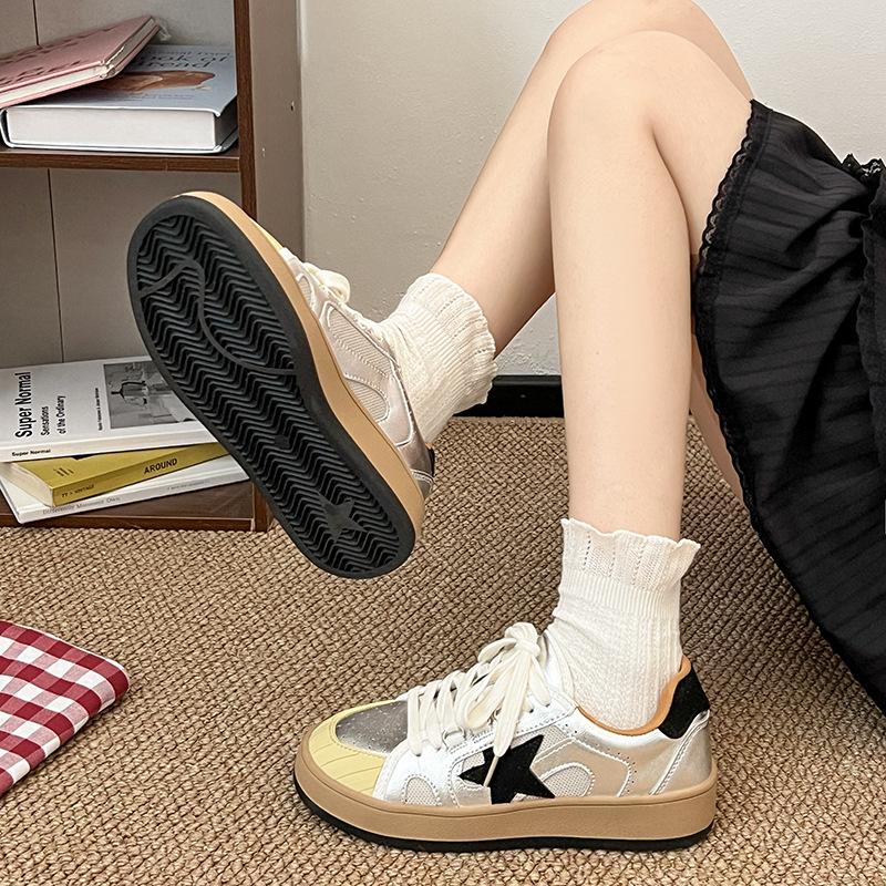 Golden Goose Old Stars Small Dirty Shoes Cowhide Mesh Breathable Rubber Head Versatile Retro Lace-up Trendy Cool Casual Shoes