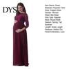 Damen Partykleid Schwanger Spitze Ausgeschnitten Floral Stickerei Rundhals Lange Schwangerschaftsärmel Plissiert Maxi für Hochzeit Abschlussball Foto Requisite Abend