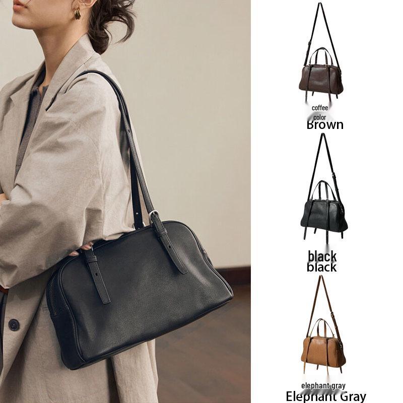Qiu Zhen Lambskin Retro Casual Commute Leather Shoulder Bag - Versatile Crossbody Bag