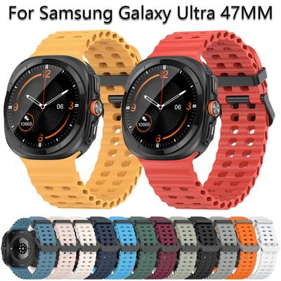 Andningsbart armband för Samsung Galaxy Watch Ultra 47mm Silikon Smart Armband Armband Armband Klocka7 Tillbehör Fodral