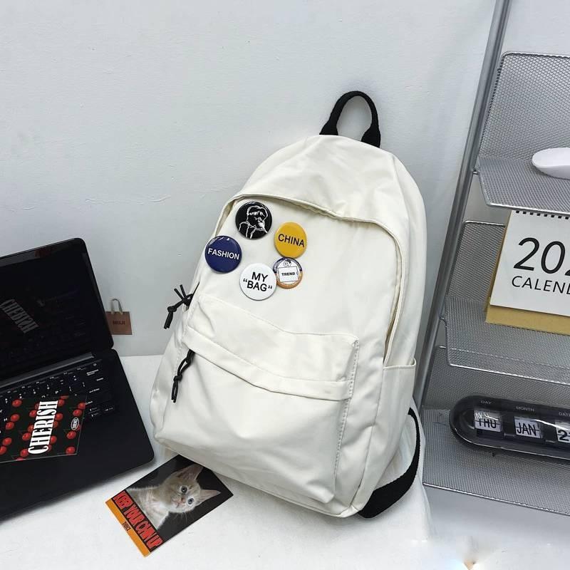 Color Solid Shoulder Baglarge Capacity Travel Backpack Leisure Junior Student