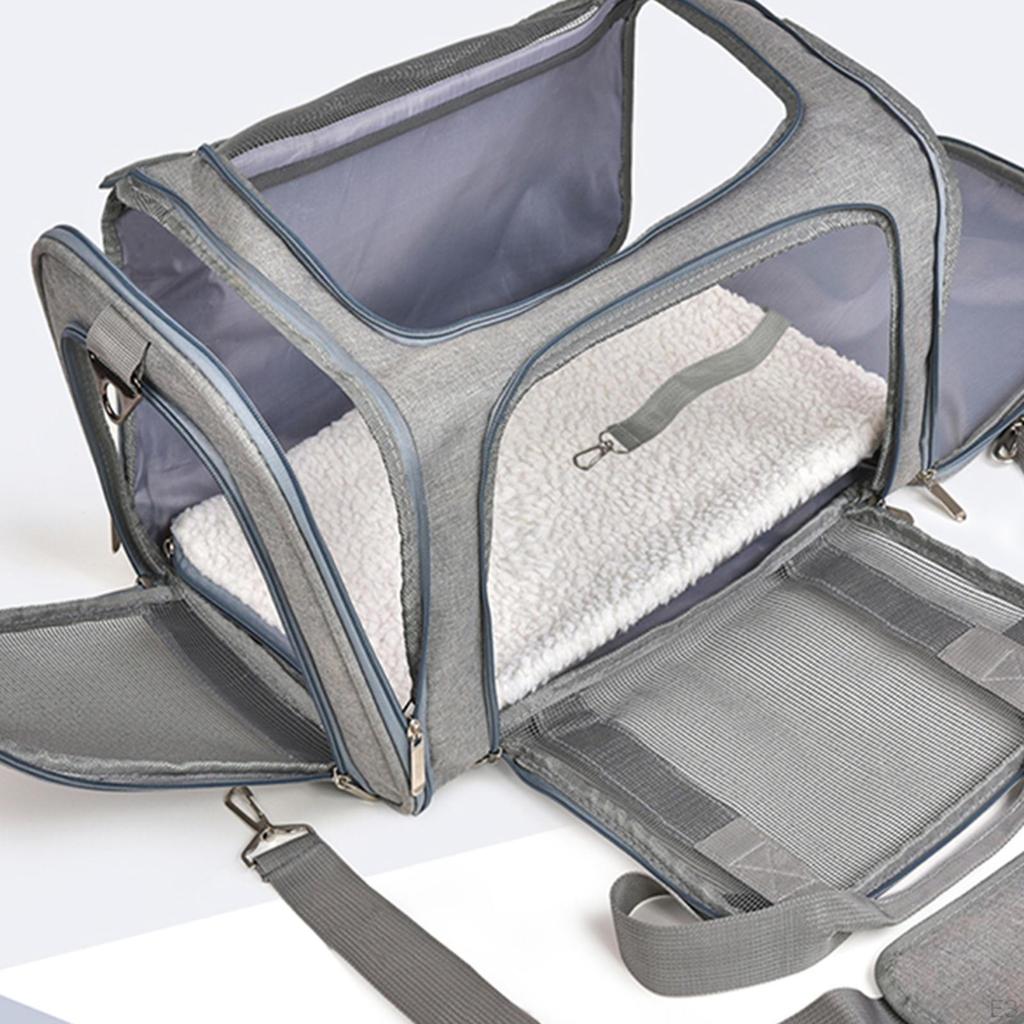 PVC Pet Carrier Backpack Carrying Box with Handles W / Lock Zippered Bag Foldable Cage Easy