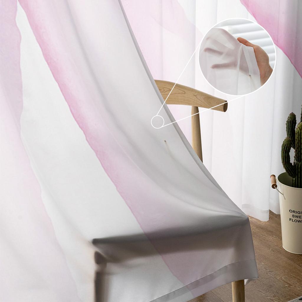 Pink Flower Close-Up Bloom Sheer Curtains Modern Gauze Curtain for Living Room Bedroom Voile Yarn Curtains