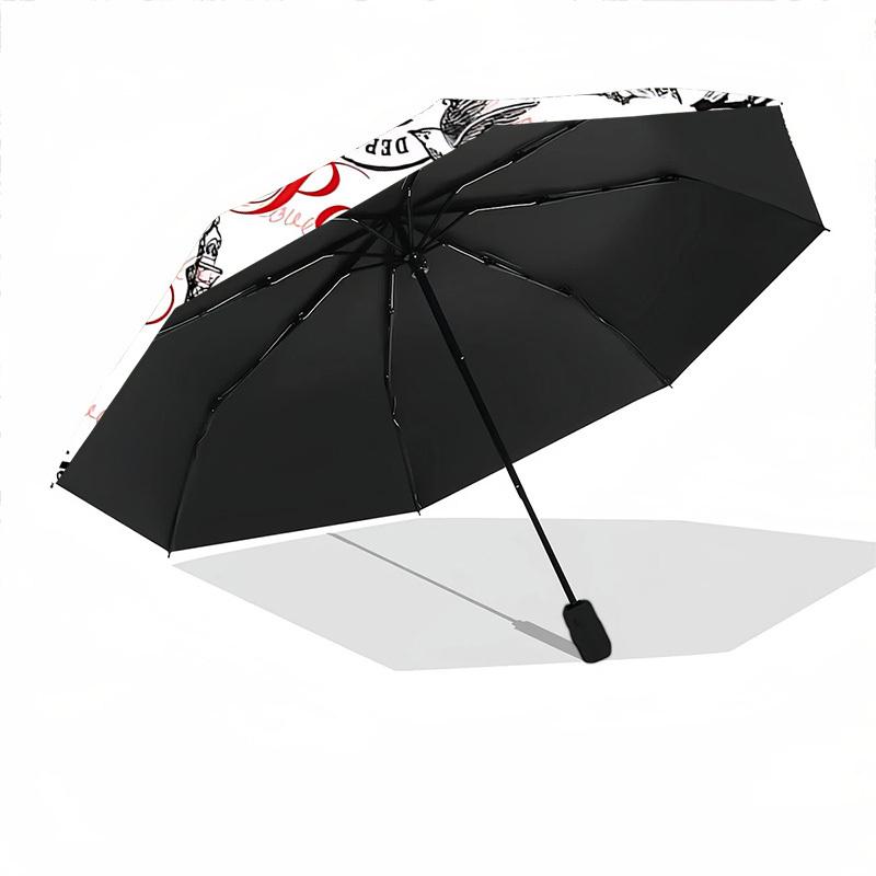 1pc Paris Love Print Auto-Fold Umbrella with One-Touch Open/Close - 8 Reinforced Ribs for Windproof Stability, Yy251118213