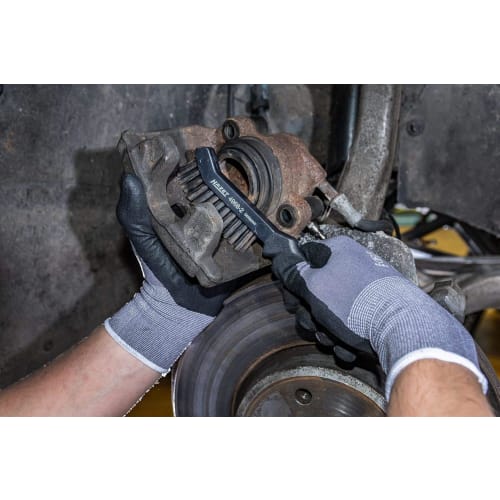 Hazet 4968-2 Brake Caliper Brush, Steel Wire Brush with Two Rows, for Brake Dust Removal, Caliper Cleaning, Maintenance, and Repair, with Hanging Hole