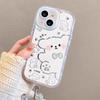 Chiot Nœud Papillon pour Coque de Téléphone Portable Apple 17promax avec Bracelet 15pro Dessin Animé Crème Miroir 14/13