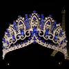 DIEZI Baroque Green Blue Pink Opal Crystal Tiara Crown Women Girls Wedding Party Elegant Luxury Rhinestone Crown Hair Jewelry