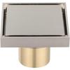 4 Inch Brass Square Shower Floor Drain with Tile Insert Grate Removable Cover Hair Catcher Strainer,Anti Clogging and Odor,Nickel