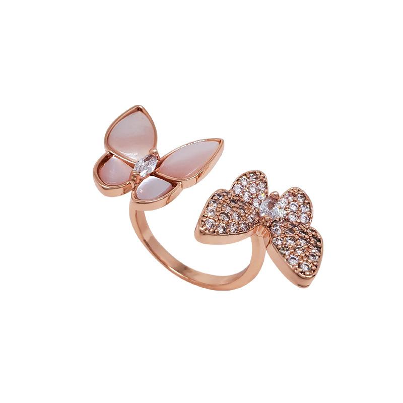 Super Immortal Zircon Butterfly Open Index Finger Ring, Trendy Design Temperament Versatile Index Finger Ring