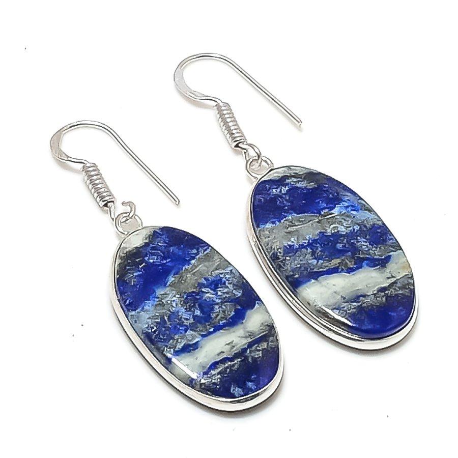 

Natural Lapis Lazuli Gemstone 925 Sterling Silver Jewelry Earring 1.85 AEE-11181