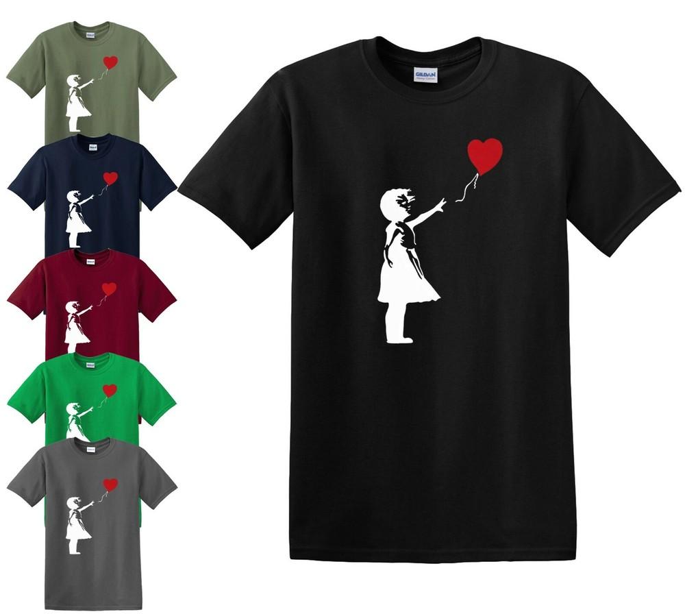 BANKSY GIRL WITH HEART BALLOON T-shirt Balloon Graffiti Gift Xmas Love Top Tee