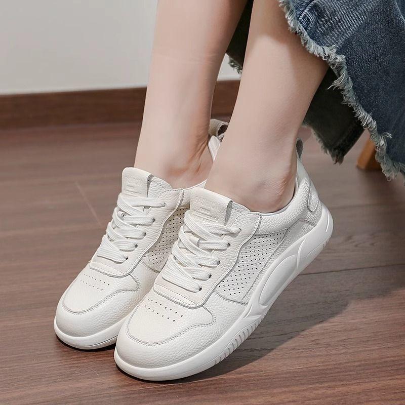 Leather first-layer cowhide little white shoes women's new versatile autumn breathable and comfortable casual sports shoes