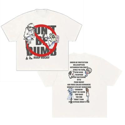2026 New ASAP Rocky Dont Be Dumb Album Cotton Unisexs Light Beige Shirt Summer Oneck Womens Y2k Hip Hop Short Sleeve Tshirt