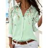 Floral Print Women Blouse Spring Autumn Femme Office Lady Button Up Turn Down Collar Shirts