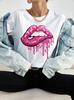 New Hot Red Lips Printed Unisex Tshirt Fashion Casual Tops 90s Girls Ladies Female Short Sleeve Clothing Tee Cute Graphic Top