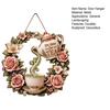 Yard Art Sculptures It's Time for Tea Door Sign, Metal Floral Wreath Hanger with Teapot Teacup Design, Windowsill Rustic Wall Decor Kitchen